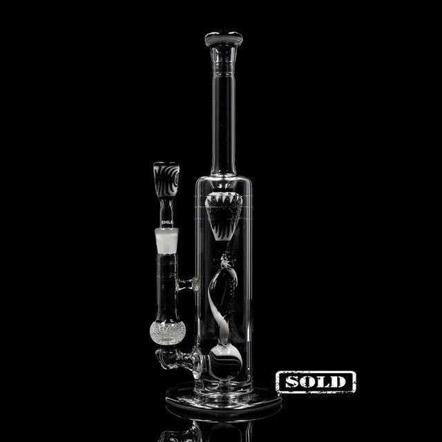 ehle-best-of-2024-august-bottle-perc-black-white-bong-ns14-5mm image 1