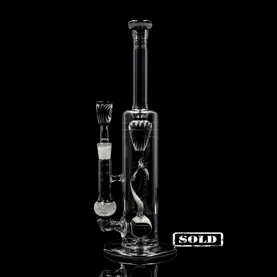 ehle-best-of-2024-august-bottle-perc-black-white-bong-ns14-5mm image 1
