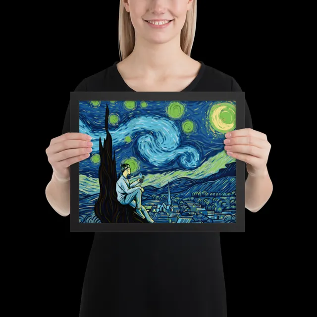 focus-v-carta-starry-night-gerahmter-kunstdruck image 1