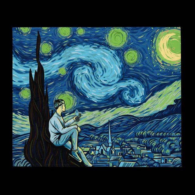 focus-v-carta-starry-night-throw-blanket-decke image 1