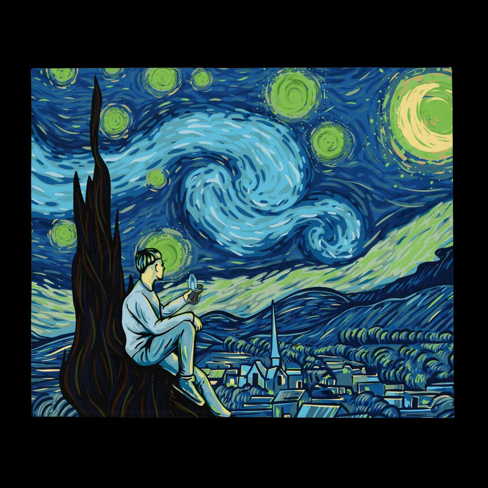 focus-v-carta-starry-night-throw-blanket-decke image 1